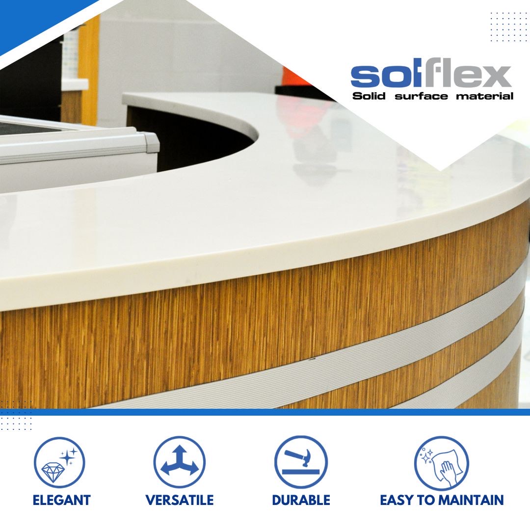 SOLID SURFACE MATERIAL (WHITE w/ MAROON)